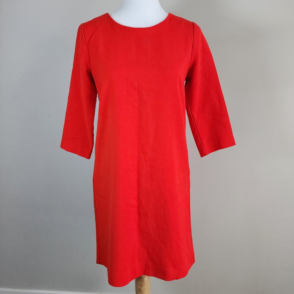 Gap Shift Dress Womens 2 Red‎ 3/4 Sleeve Exposed Zipper Career Classic Office